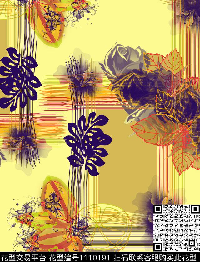 格子几何创意数码印花华亿平台下载（图片编号: 1110191） - 瓦栏（Walan）