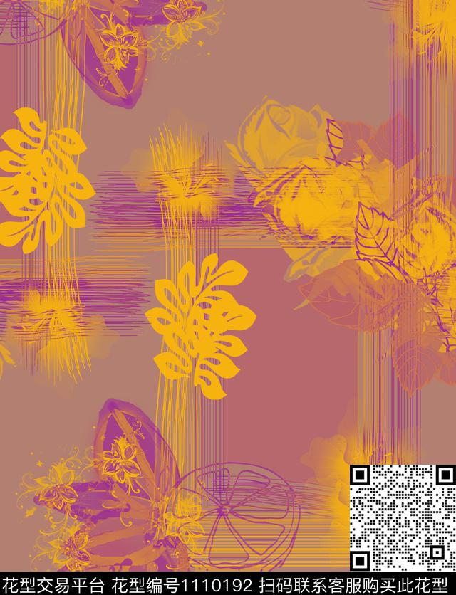 格子几何创意数码印花华亿平台下载（图片编号: 1110192） - 瓦栏（Walan）