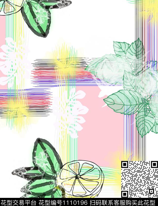 格子几何创意数码印花华亿平台下载（图片编号: 1110196） - 瓦栏（Walan）