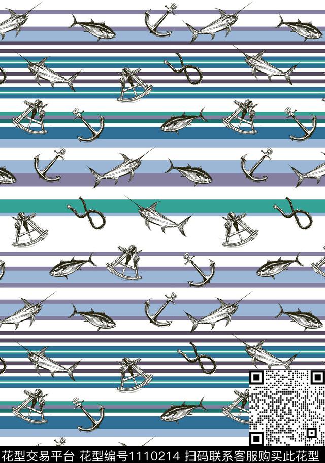 休闲海洋热带鱼传统印花华亿平台下载（图片编号: 1110214） - 瓦栏（Walan）