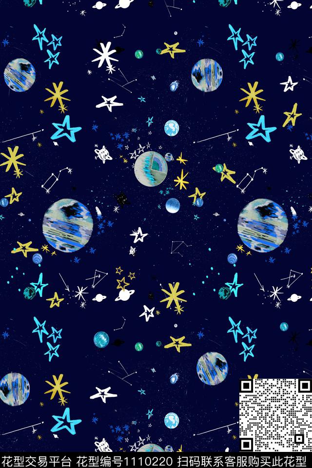 星星星空年轻女性数码印花华亿平台下载（图片编号: 1110220） - 瓦栏（Walan）