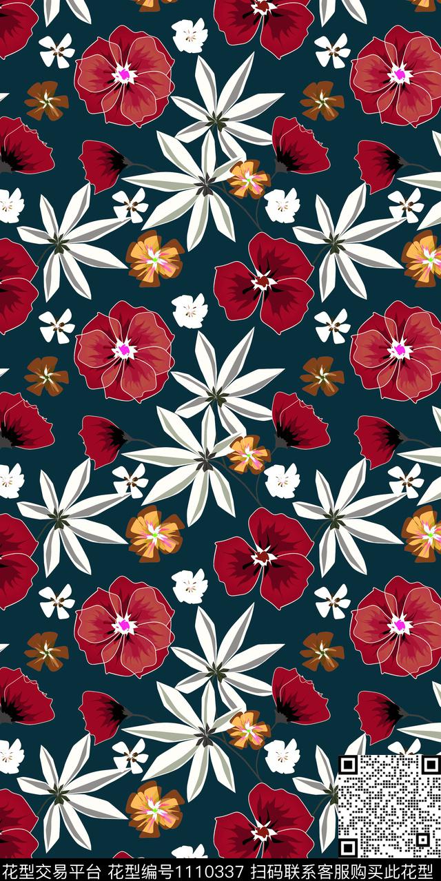 大牌风数码华亿平台花卉数码印花华亿平台下载（图片编号: 1110337） - 瓦栏（Walan）