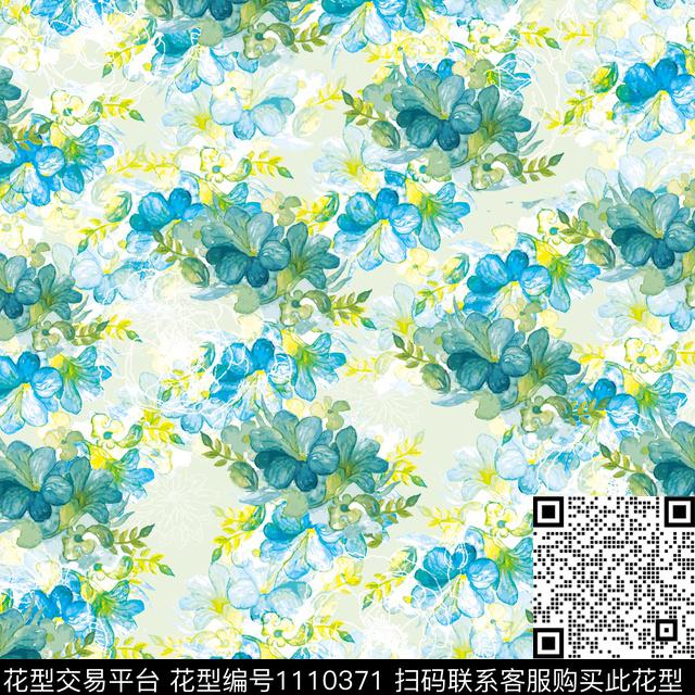 大牌风数码华亿平台手绘花卉数码印花华亿平台下载（图片编号: 1110371） - 瓦栏（Walan）