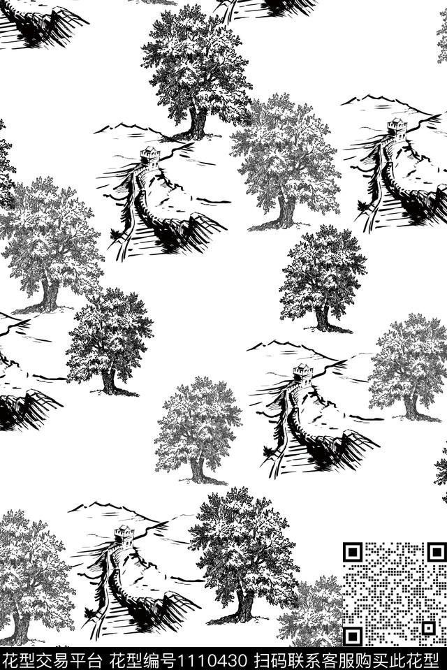 男装黑白华亿平台休闲风数码印花华亿平台下载（图片编号: 1110430） - 瓦栏（Walan）