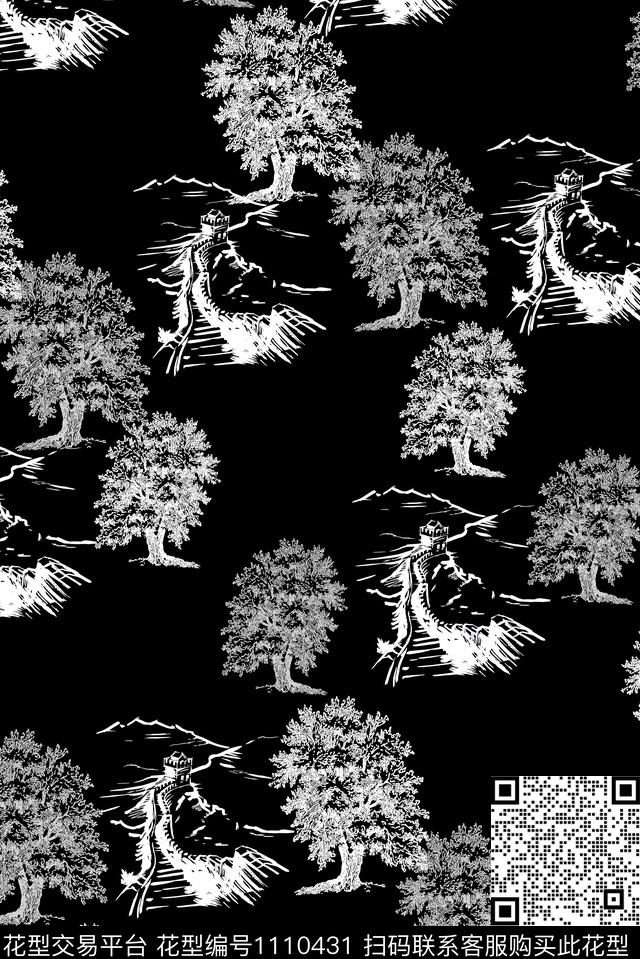 男装黑白华亿平台休闲风数码印花华亿平台下载（图片编号: 1110431） - 瓦栏（Walan）