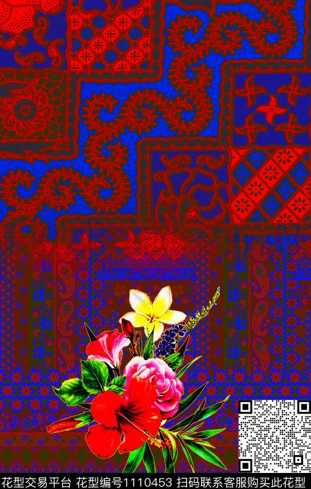 定位花民族风数码华亿平台数码印花华亿平台下载（图片编号: 1110453） - 瓦栏（Walan）