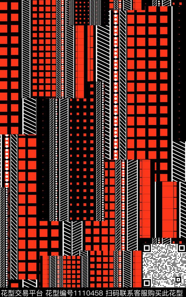 格子几何复古数码印花华亿平台下载（图片编号: 1110458） - 瓦栏（Walan）