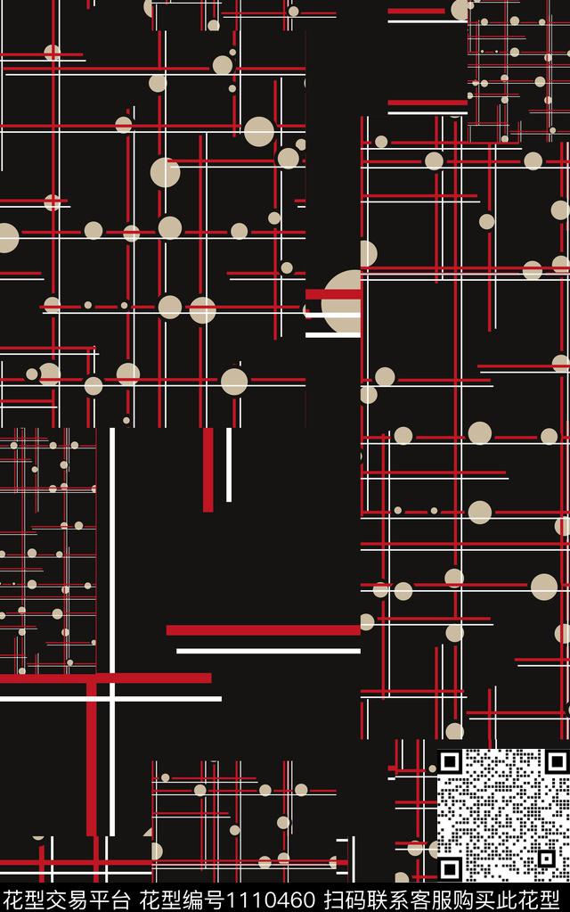 格子几何抽象传统印花华亿平台下载（图片编号: 1110460） - 瓦栏（Walan）
