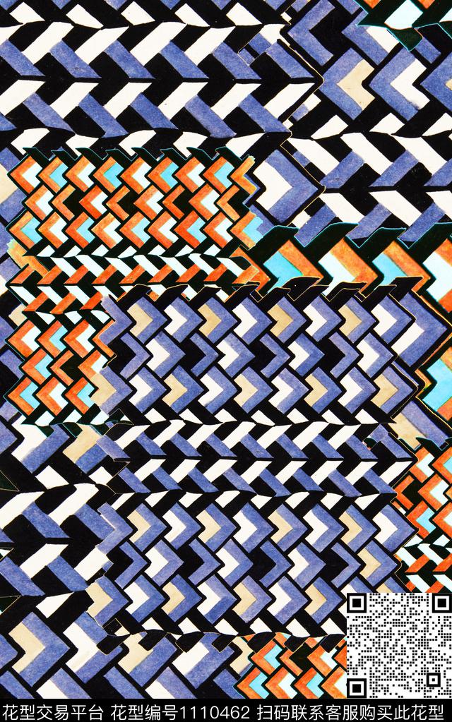 格子几何传统印花华亿平台下载（图片编号: 1110462） - 瓦栏（Walan）