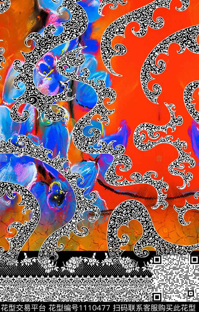 定位花民族风数码华亿平台数码印花华亿平台下载（图片编号: 1110477） - 瓦栏（Walan）