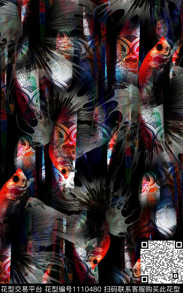 男装动物抽象数码印花华亿平台下载（图片编号: 1110480） - 瓦栏（Walan）