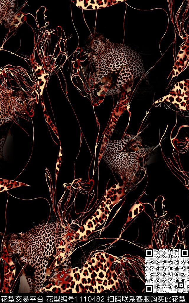 男装动物抽象数码印花华亿平台下载（图片编号: 1110482） - 瓦栏（Walan）