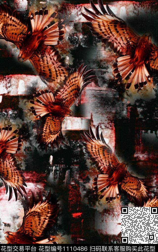 男装动物抽象数码印花华亿平台下载（图片编号: 1110486） - 瓦栏（Walan）