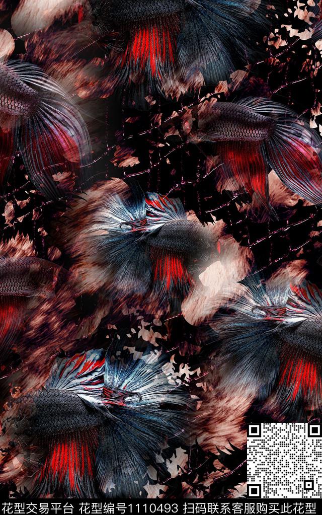 男装动物抽象数码印花华亿平台下载（图片编号: 1110493） - 瓦栏（Walan）