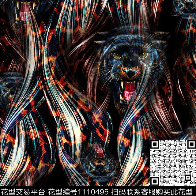 男装动物抽象数码印花华亿平台下载（图片编号: 1110495） - 瓦栏（Walan）