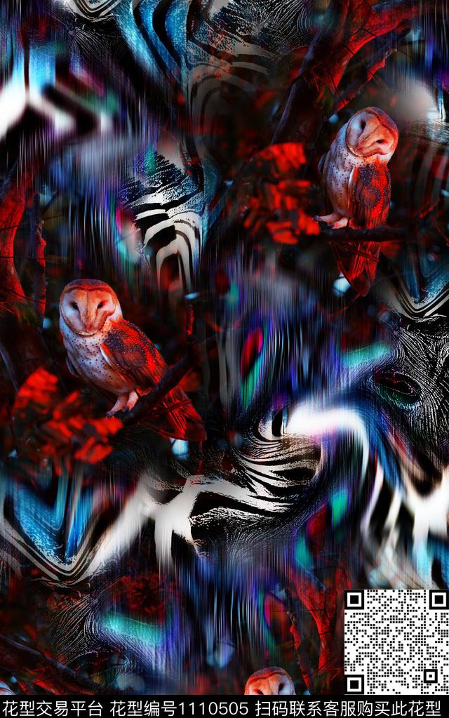 男装动物抽象数码印花华亿平台下载（图片编号: 1110505） - 瓦栏（Walan）