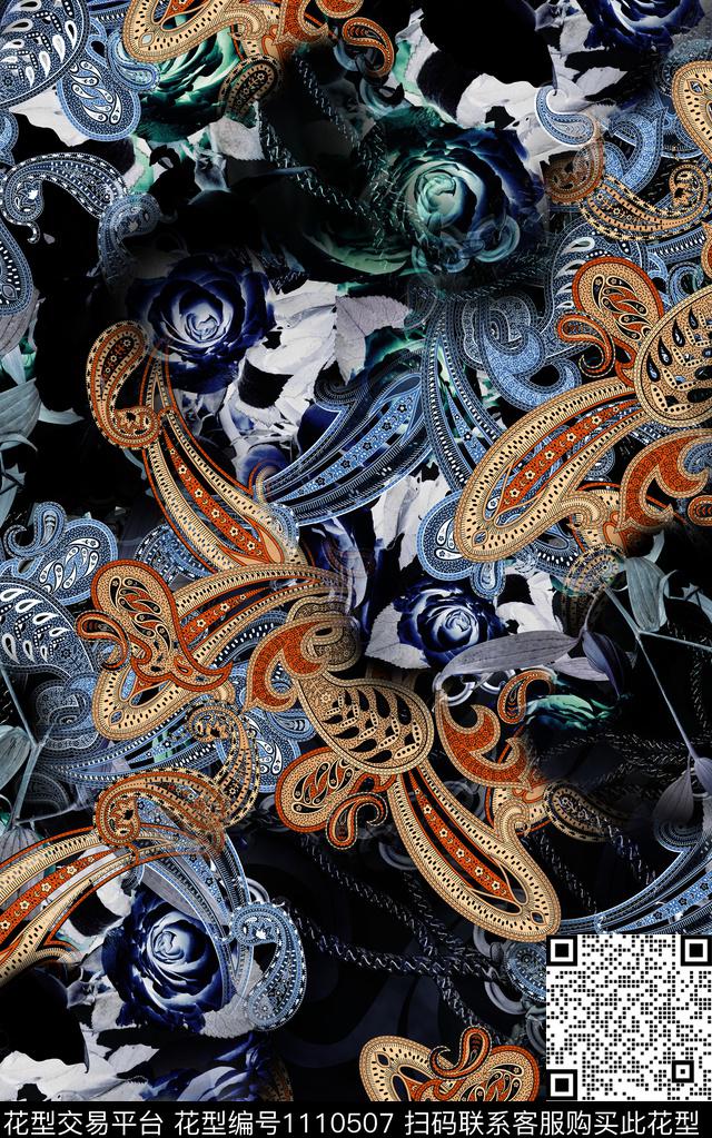 男装佩斯利民族风数码印花华亿平台下载（图片编号: 1110507） - 瓦栏（Walan）