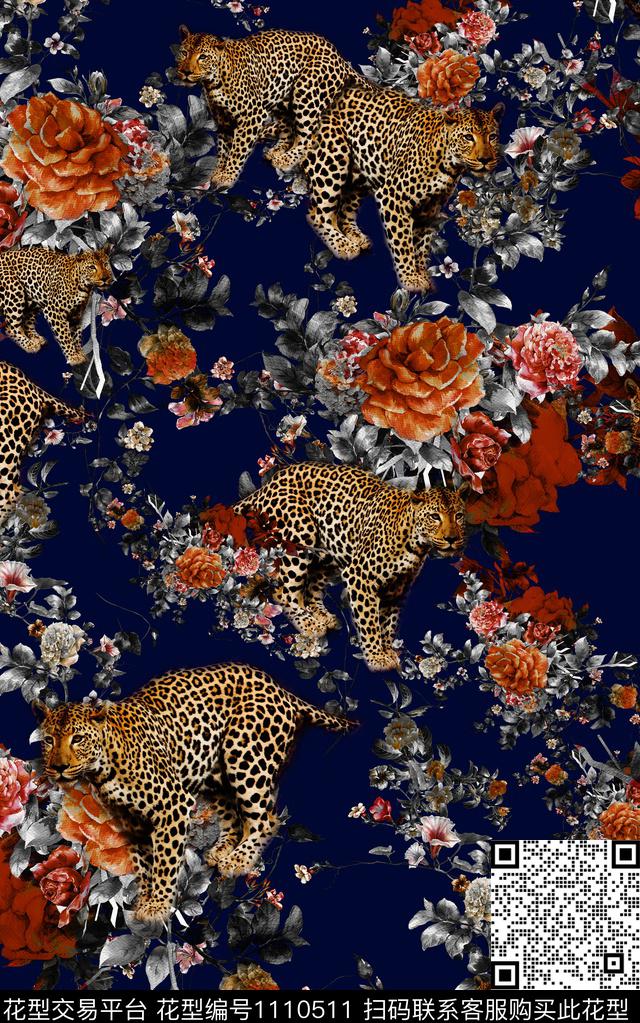 男装动物抽象数码印花华亿平台下载（图片编号: 1110511） - 瓦栏（Walan）