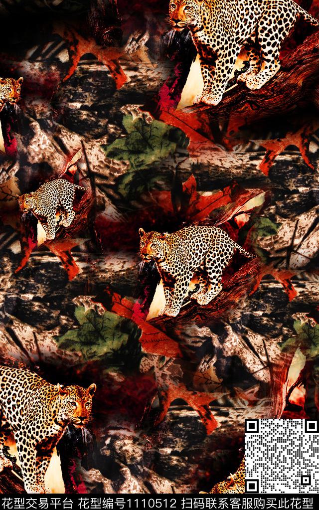 男装动物抽象数码印花华亿平台下载（图片编号: 1110512） - 瓦栏（Walan）