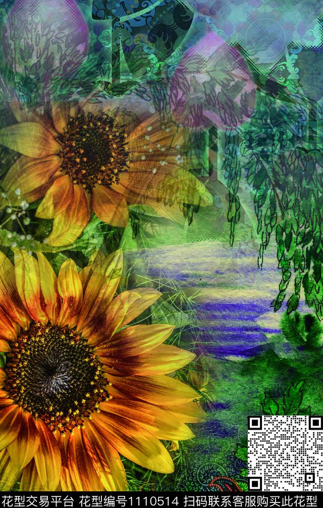 定位花数码华亿平台花卉数码印花华亿平台下载（图片编号: 1110514） - 瓦栏（Walan）