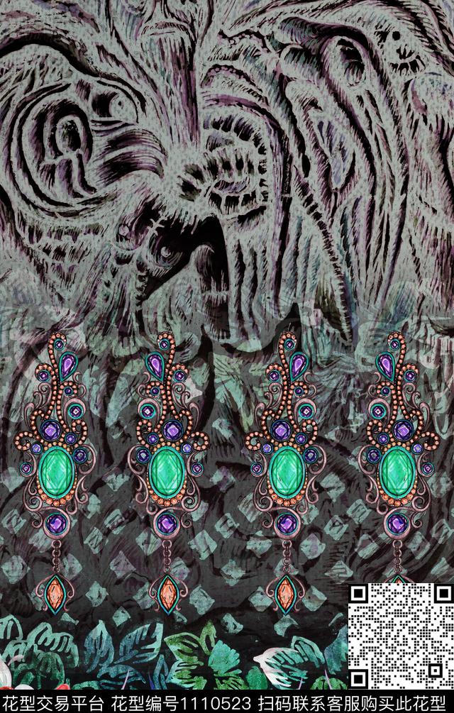 定位花民族风数码华亿平台数码印花华亿平台下载（图片编号: 1110523） - 瓦栏（Walan）