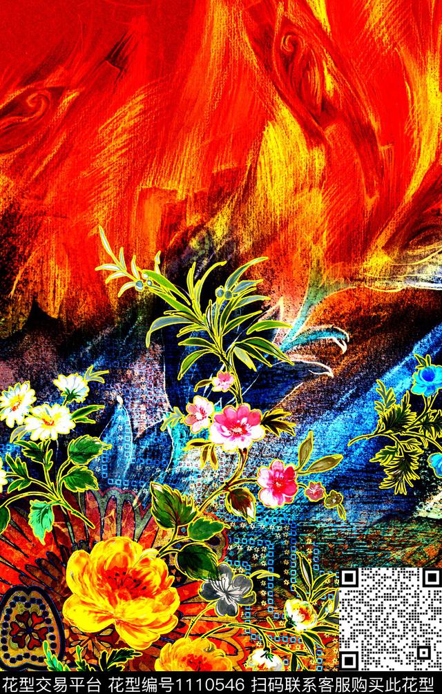 定位花数码华亿平台花卉数码印花华亿平台下载（图片编号: 1110546） - 瓦栏（Walan）