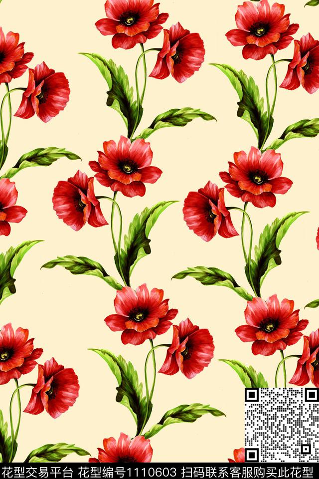 女装休闲手绘花卉数码印花华亿平台下载（图片编号: 1110603） - 瓦栏（Walan）