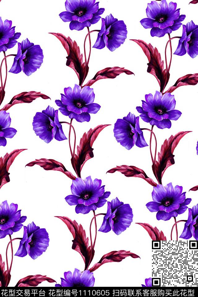 女装休闲手绘花卉数码印花华亿平台下载（图片编号: 1110605） - 瓦栏（Walan）