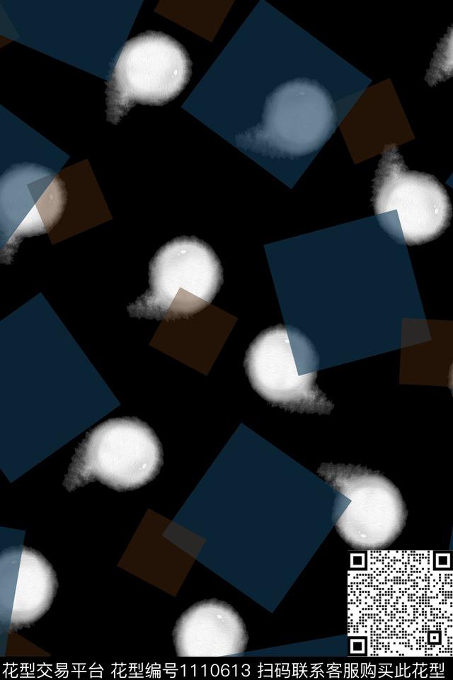几何黑底花卉抽象数码印花华亿平台下载（图片编号: 1110613） - 瓦栏（Walan）