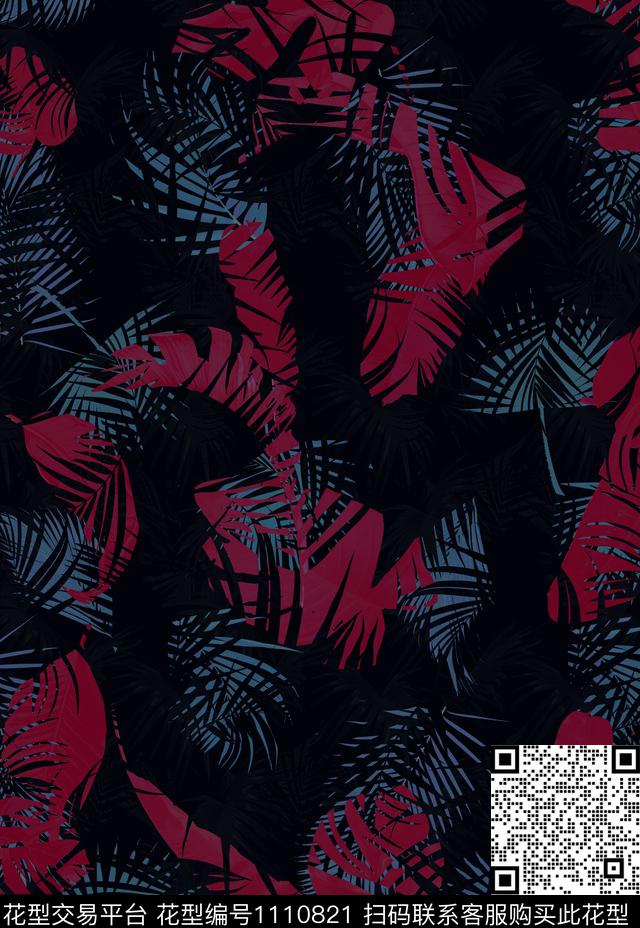 大牌男装迷彩棕榈树数码印花华亿平台下载（图片编号: 1110821） - 瓦栏（Walan）