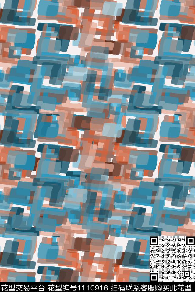 几何精致几何手绘线条笔触数码印花华亿平台下载（图片编号: 1110916） - 瓦栏（Walan）