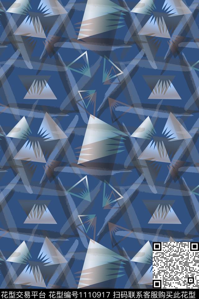 三角形几何精致几何数码印花华亿平台下载（图片编号: 1110917） - 瓦栏（Walan）