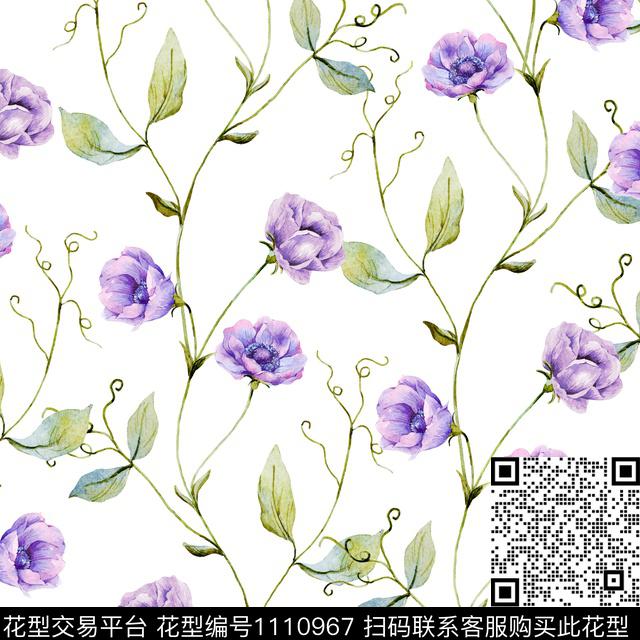 田园花卉简约数码印花华亿平台下载（图片编号: 1110967） - 瓦栏（Walan）