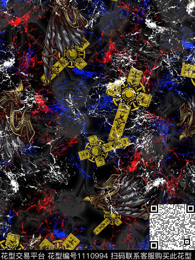 翅膀花卉抽象数码印花华亿平台下载（图片编号: 1110994） - 瓦栏（Walan）