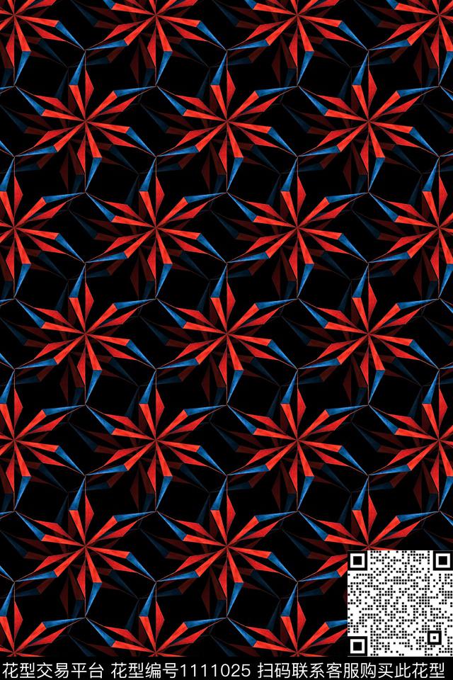 几何女装抽象数码印花华亿平台下载（图片编号: 1111025） - 瓦栏（Walan）