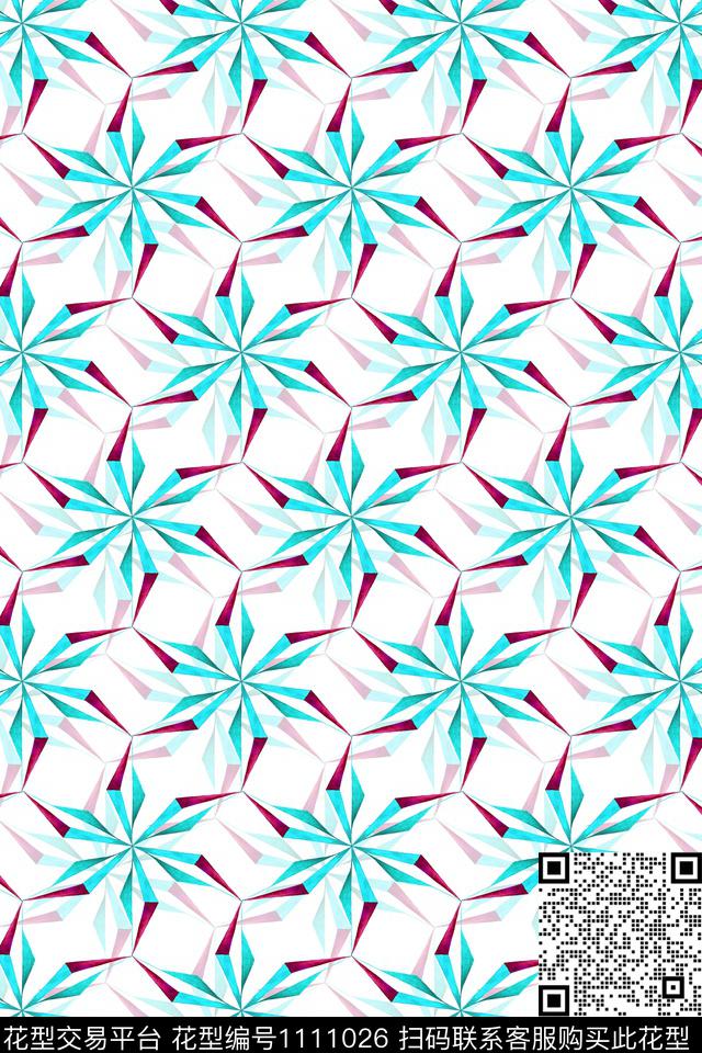 几何女装抽象数码印花华亿平台下载（图片编号: 1111026） - 瓦栏（Walan）