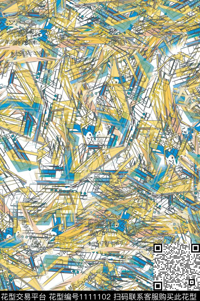 线条艺术纹理数码印花华亿平台下载（图片编号: 1111102） - 瓦栏（Walan）