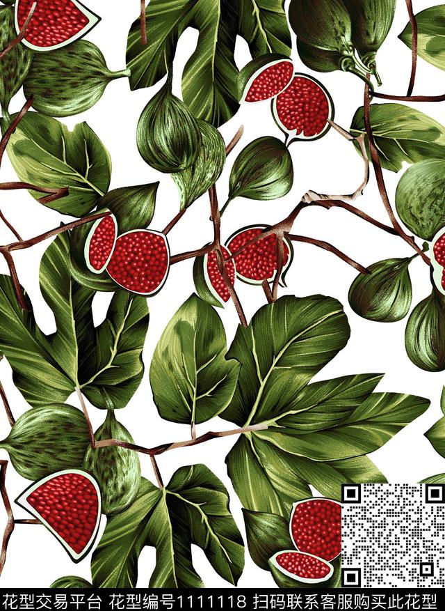 植物手绘花卉水果数码印花华亿平台下载（图片编号: 1111118） - 瓦栏（Walan）
