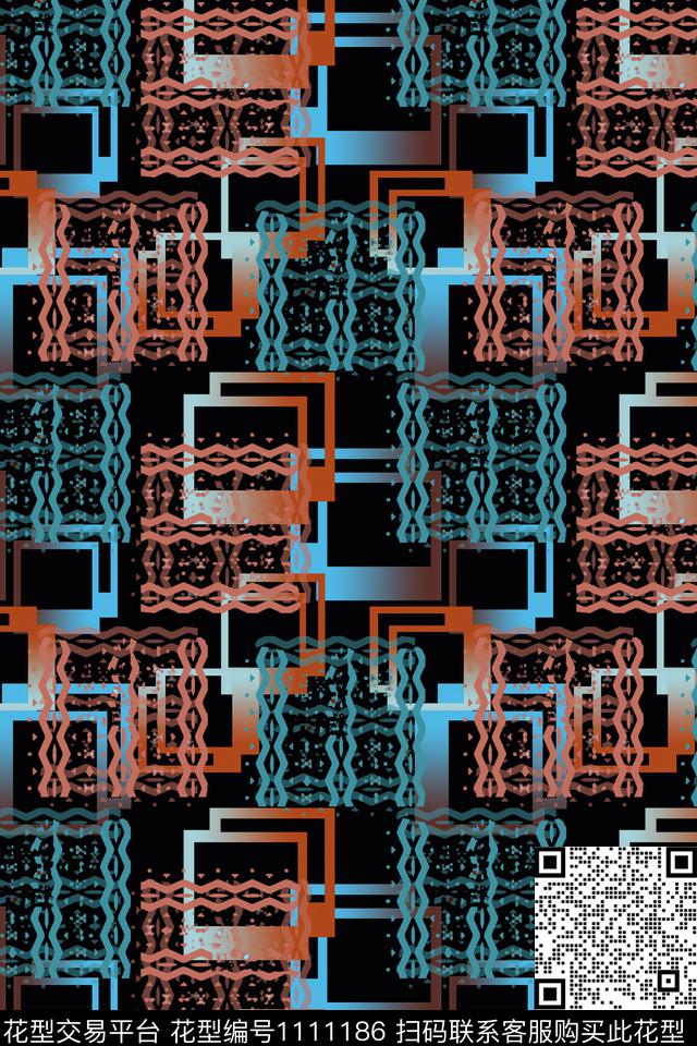 几何精致几何渐变色彩数码印花华亿平台下载（图片编号: 1111186） - 瓦栏（Walan）