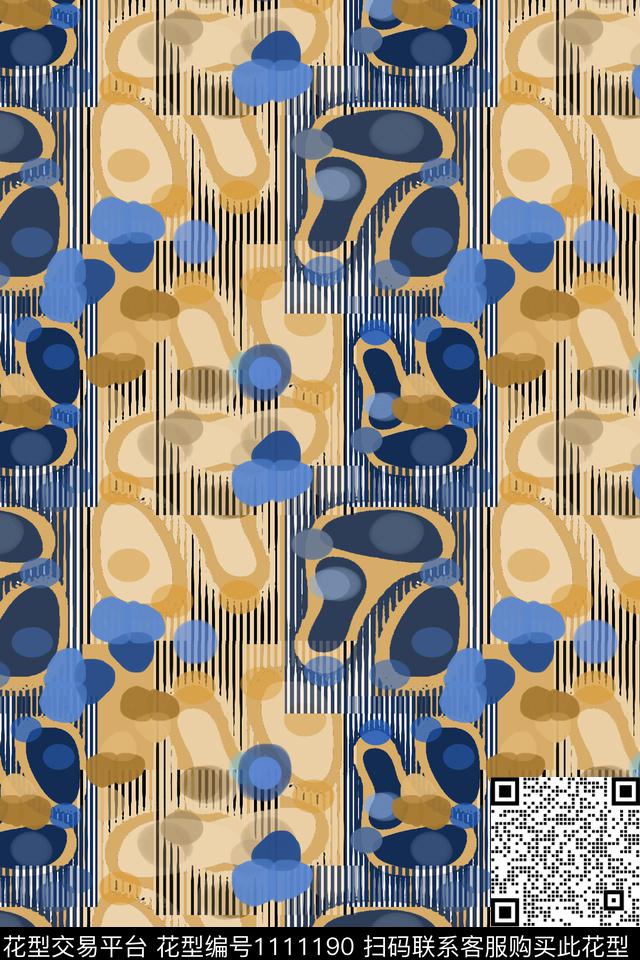 几何精致几何圆圈与波点数码印花华亿平台下载（图片编号: 1111190） - 瓦栏（Walan）