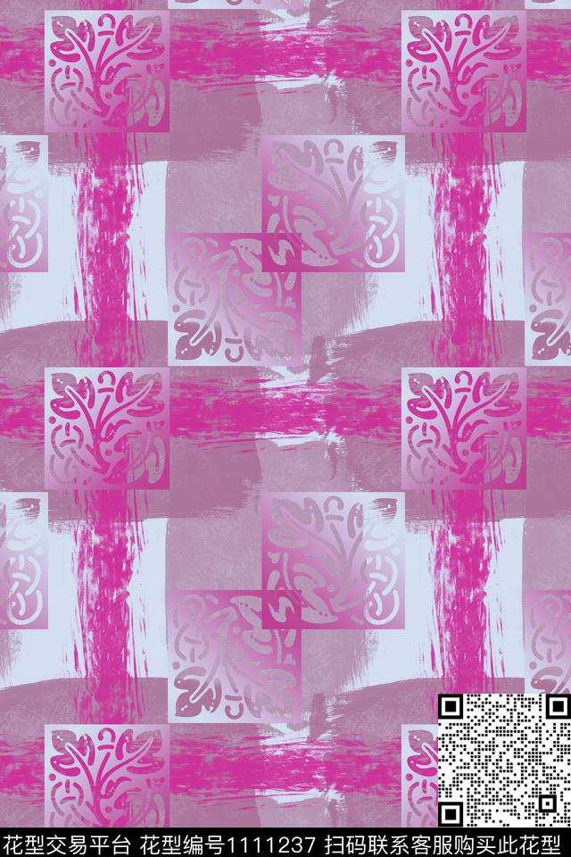 几何精致几何渐变色彩数码印花华亿平台下载（图片编号: 1111237） - 瓦栏（Walan）