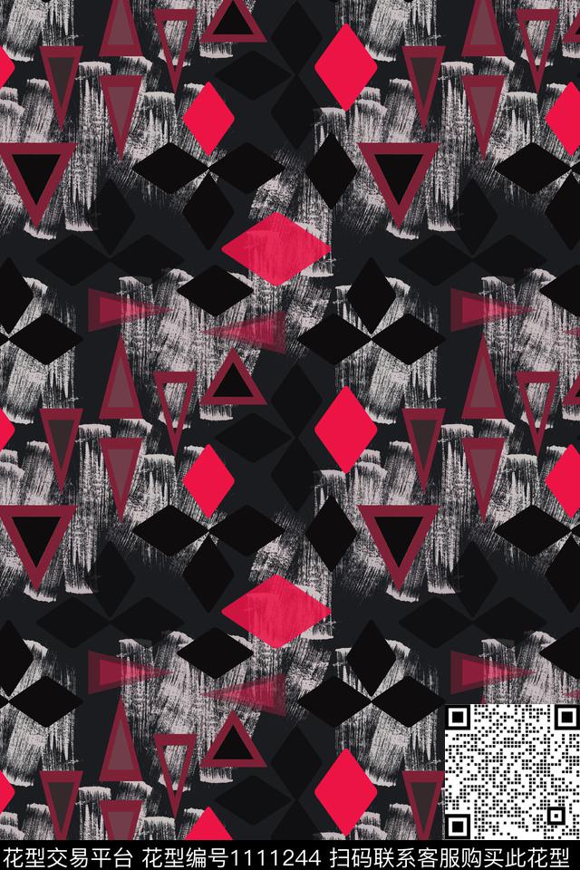 菱形三角形几何传统印花华亿平台下载（图片编号: 1111244） - 瓦栏（Walan）
