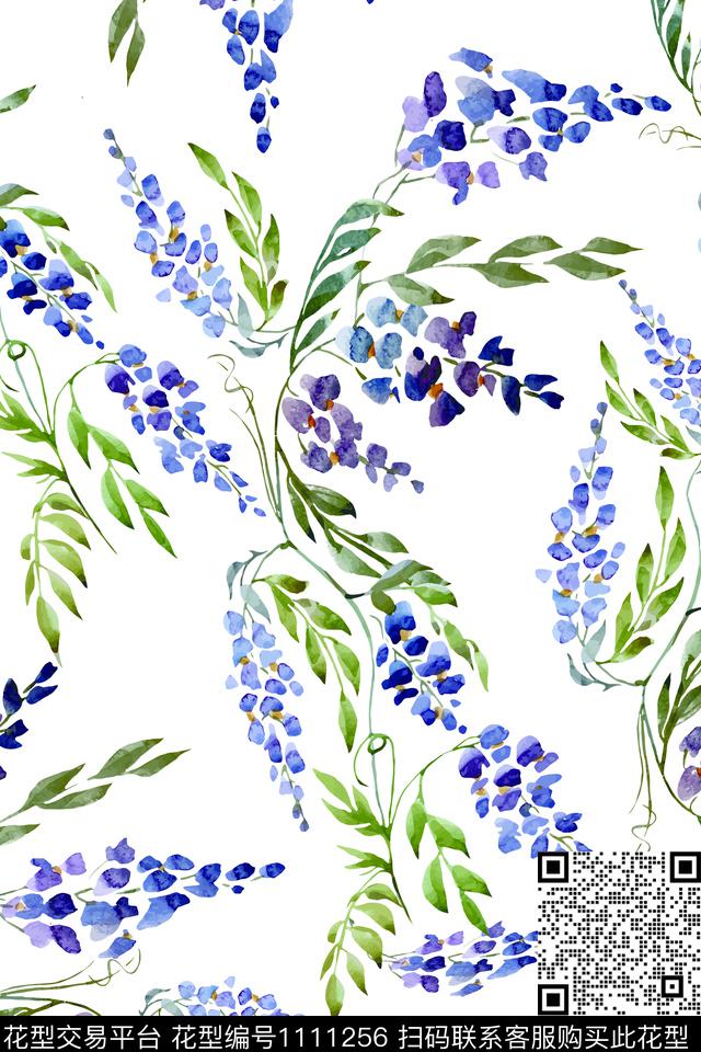水彩花卉春夏华亿平台绿植树叶数码印花华亿平台下载（图片编号: 1111256） - 瓦栏（Walan）