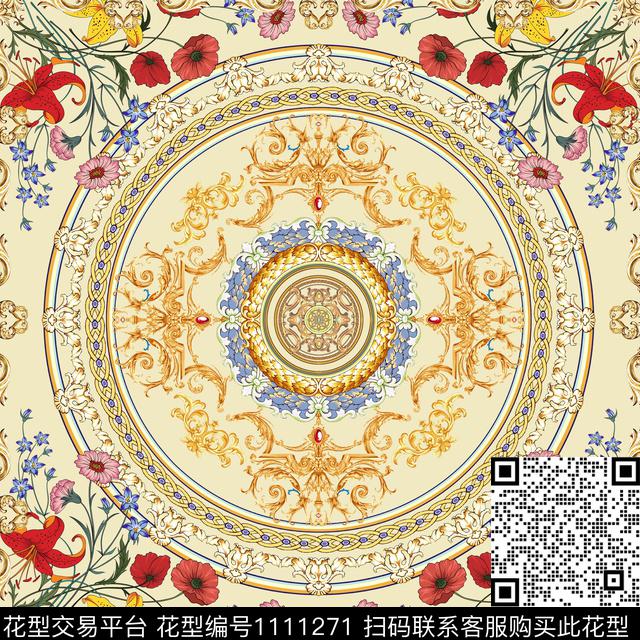 围巾欧洲大牌风数码印花华亿平台下载（图片编号: 1111271） - 瓦栏（Walan）