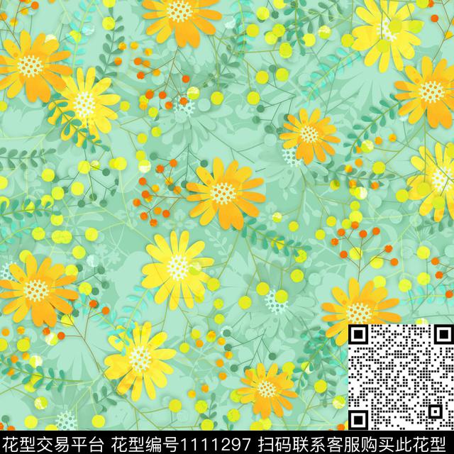 手绘花卉数码华亿平台田园数码印花华亿平台下载（图片编号: 1111297） - 瓦栏（Walan）