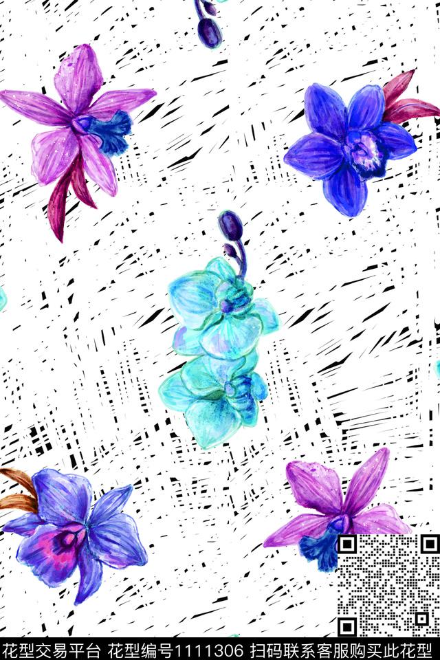 水彩花卉休闲碎点数码印花华亿平台下载（图片编号: 1111306） - 瓦栏（Walan）