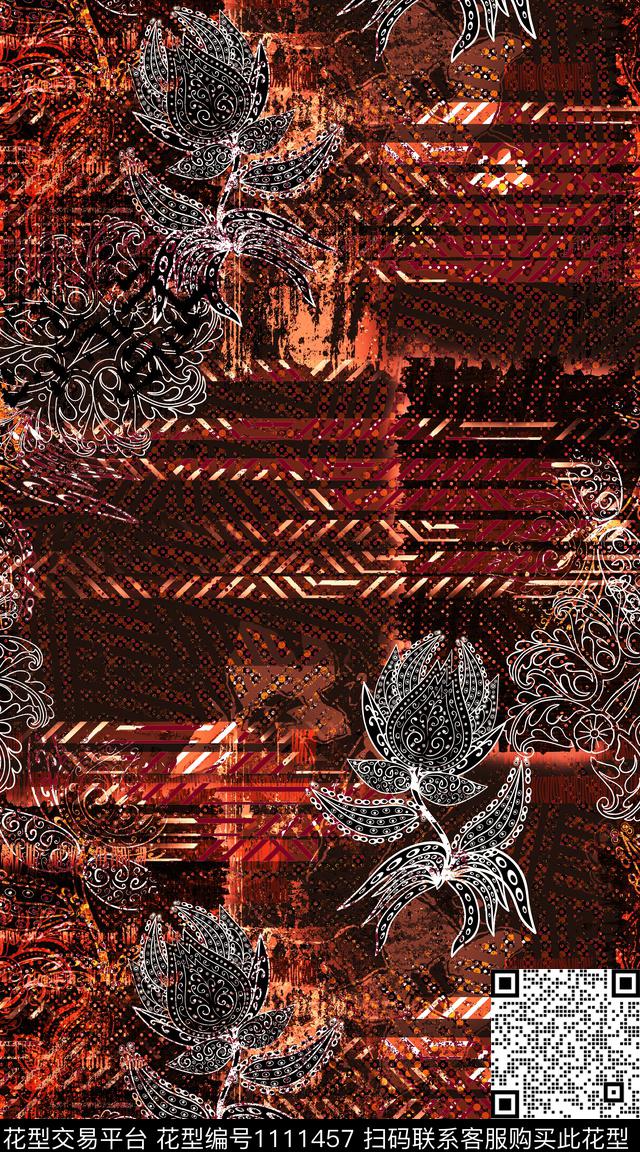 数码华亿平台大牌风抽象数码印花华亿平台下载（图片编号: 1111457） - 瓦栏（Walan）