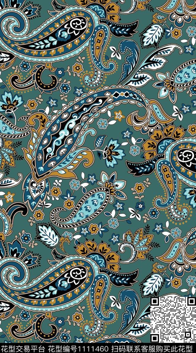 佩斯利大牌风民族风数码印花华亿平台下载（图片编号: 1111460） - 瓦栏（Walan）