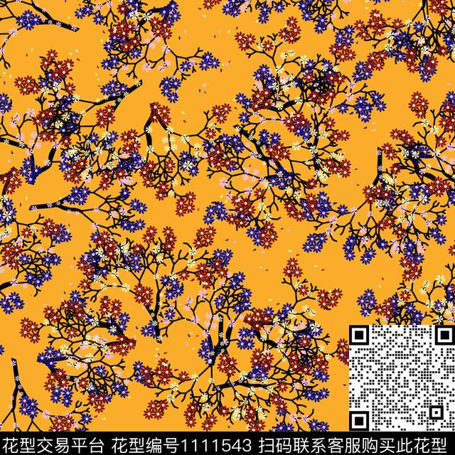 花卉小碎花复古数码印花华亿平台下载（图片编号: 1111543） - 瓦栏（Walan）