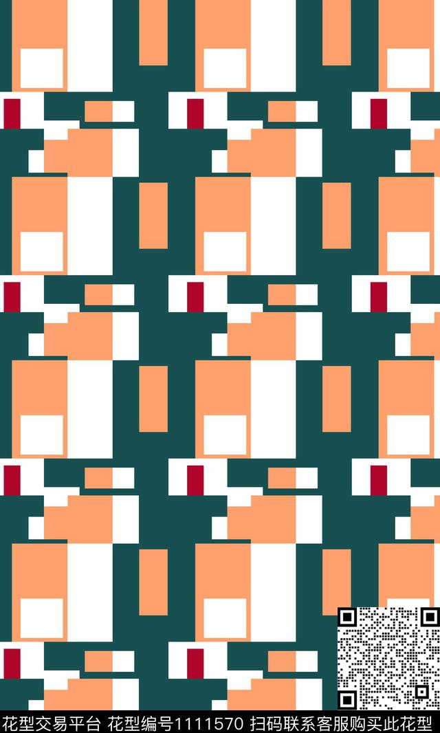 几何抽象格子传统印花华亿平台下载（图片编号: 1111570） - 瓦栏（Walan）